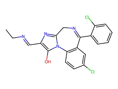 1H-Imidazo(1,2-a)(1,4)benzodiazepin-1-one, 2,4-dihydro-8-chloro-6-(2-chlorophenyl)-2-((ethylamino)methylene)- structure