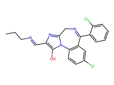1H-Imidazo(1,2-a)(1,4)benzodiazepin-1-one, 2,4-dihydro-8-chloro-6-(2-chlorophenyl)-2-((propylamino)methylene)- structure