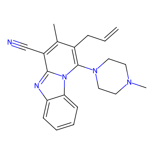 3-methyl-1-(4-methylpiperazin-1-yl)-2-(prop-2-en-1-yl)pyrido[1,2-a]benzimidazole-4-carbonitrile structure