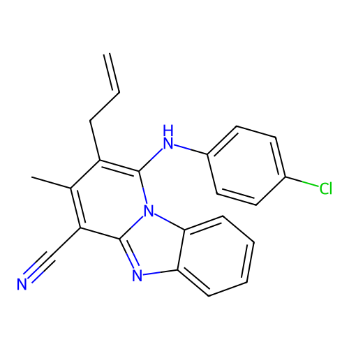 1-(4-chloroanilino)-3-methyl-2-prop-2-enylpyrido[1,2-a]benzimidazole-4-carbonitrile structure