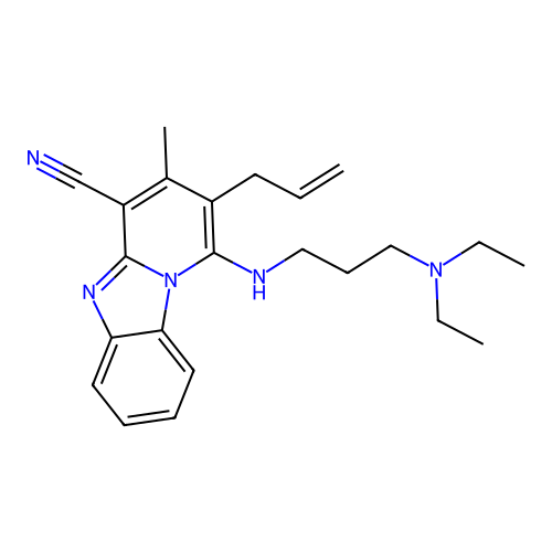 1-{[3-(diethylamino)propyl]amino}-3-methyl-2-(prop-2-en-1-yl)pyrido[1,2-a]benzimidazole-4-carbonitrile structure