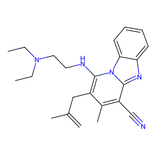 1-((2-(diethylamino)ethyl)amino)-3-methyl-2-(2-methylallyl)benzo[4,5]imidazo[1,2-a]pyridine-4-carbonitrile structure