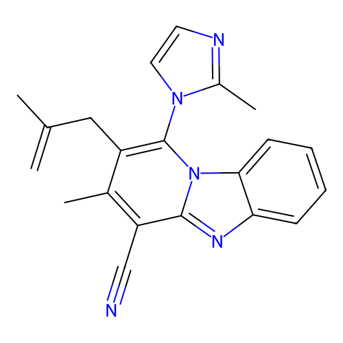 3-methyl-1-(2-methyl-1H-imidazol-1-yl)-2-(2-methylallyl)benzo[4,5]imidazo[1,2-a]pyridine-4-carbonitrile structure