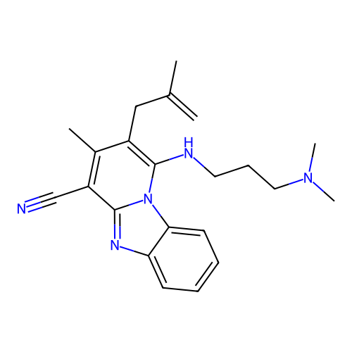 1-{[3-(dimethylamino)propyl]amino}-3-methyl-2-(2-methylprop-2-en-1-yl)pyrido[1,2-a]benzimidazole-4-carbonitrile structure