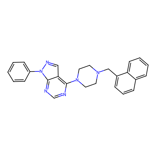 4-[4-(naphthalen-1-ylmethyl)piperazin-1-yl]-1-phenyl-1H-pyrazolo[3,4-d]pyrimidine structure