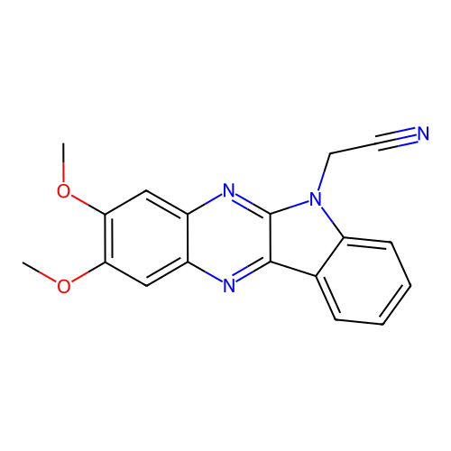 (2,3-dimethoxy-6H-indolo[2,3-b]quinoxalin-6-yl)acetonitrile structure