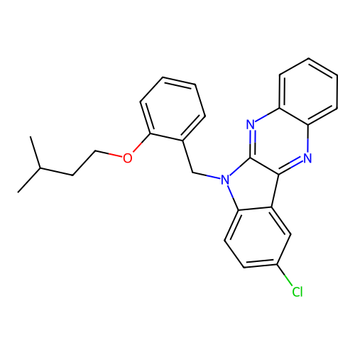 9-chloro-6-[2-(3-methylbutoxy)benzyl]-6H-indolo[2,3-b]quinoxaline structure
