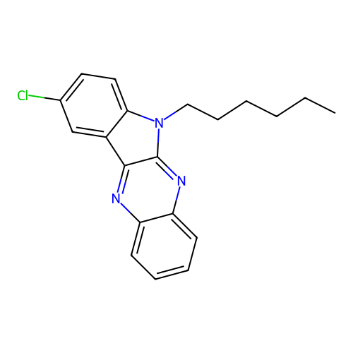 9-chloro-6-hexyl-6H-indolo[2,3-b]quinoxaline structure