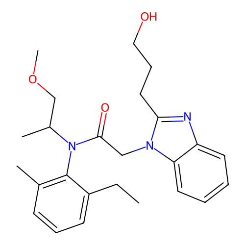 N-(2-ethyl-6-methylphenyl)-2-(2-(3-hydroxypropyl)-1H-benzo[d]imidazol-1-yl)-N-(1-methoxypropan-2-yl)acetamide structure
