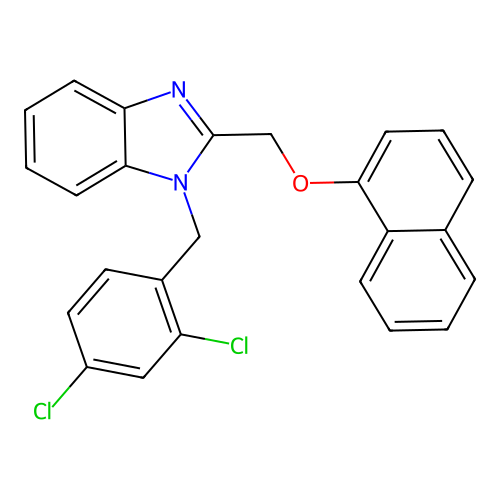 1-(2,4-dichlorobenzyl)-2-[(naphthalen-1-yloxy)methyl]-1H-benzimidazole structure