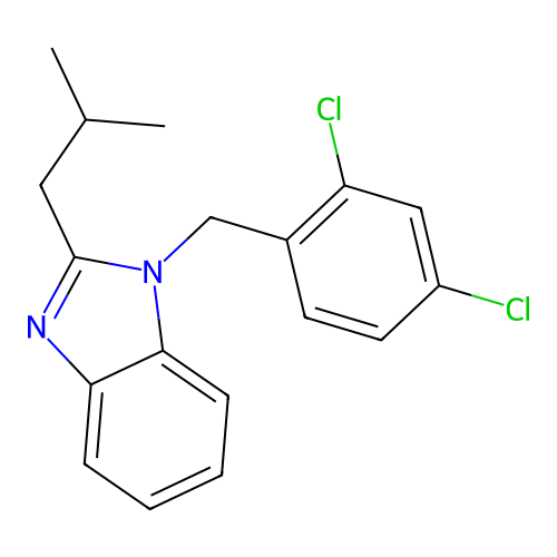 1-(2,4-dichlorobenzyl)-2-(2-methylpropyl)-1H-benzimidazole structure