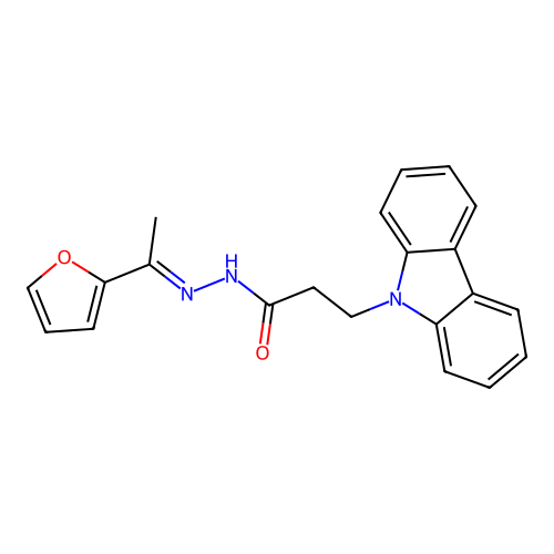 (E)-3-(9H-carbazol-9-yl)-N'-(1-(furan-2-yl)ethylidene)propanehydrazide structure