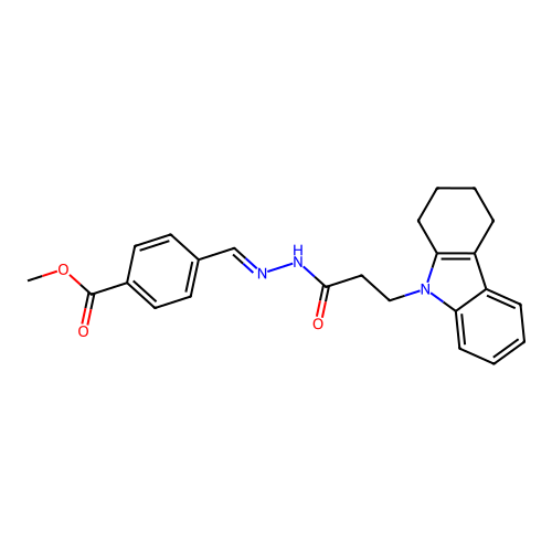 methyl 4-[(E)-[3-(1,2,3,4-tetrahydrocarbazol-9-yl)propanoylhydrazinylidene]methyl]benzoate structure