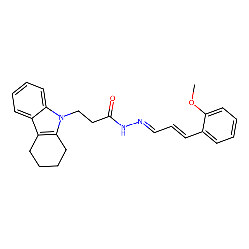 (E)-3-(3,4-dihydro-1H-carbazol-9(2H)-yl)-N'-((E)-3-(2-methoxyphenyl)allylidene)propanehydrazide structure