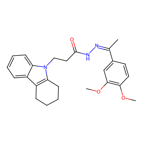 (Z)-3-(3,4-dihydro-1H-carbazol-9(2H)-yl)-N'-(1-(3,4-dimethoxyphenyl)ethylidene)propanehydrazide structure