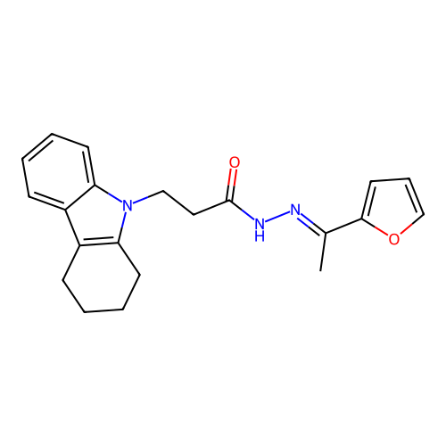 N'-(1-(2-Furyl)ethylidene)3(1,2,3,4-tetrahydro-9H-carbazol-9-YL)propanohydrazide structure