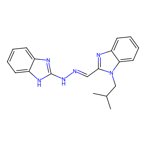 (E)-2-((2-(1H-benzo[d]imidazol-2-yl)hydrazono)methyl)-1-isobutyl-1H-benzo[d]imidazole structure