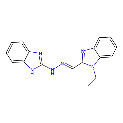 2-[(1E)-[2-(1H-1,3-benzodiazol-2-yl)hydrazin-1-ylidene]methyl]-1-ethyl-1H-1,3-benzodiazole structure