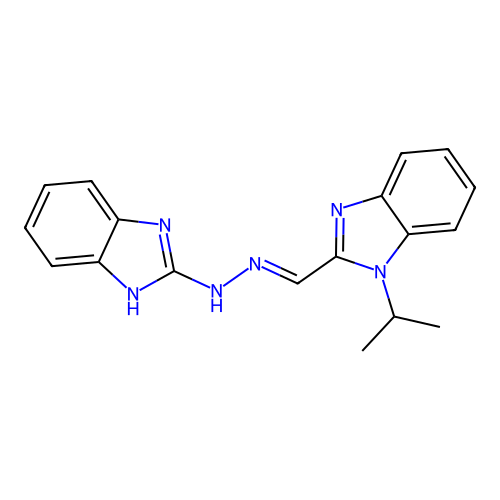 (E)-2-((2-(1H-benzo[d]imidazol-2-yl)hydrazono)methyl)-1-isopropyl-1H-benzo[d]imidazole structure