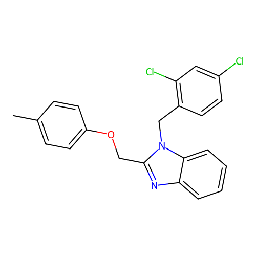1-(2,4-dichlorobenzyl)-2-[(4-methylphenoxy)methyl]-1H-benzimidazole structure