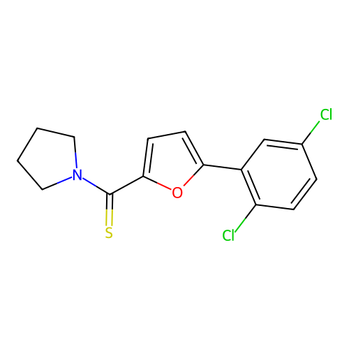 (5-(2,5-Dichlorophenyl)furan-2-yl)(pyrrolidin-1-yl)methanethione structure