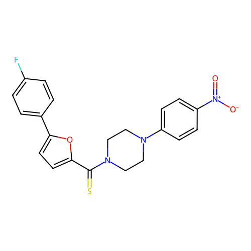 (5-(4-Fluorophenyl)furan-2-yl)(4-(4-nitrophenyl)piperazin-1-yl)methanethione structure