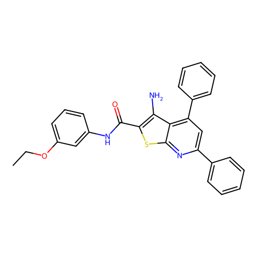 3-amino-N-(3-ethoxyphenyl)-4,6-diphenylthieno[2,3-b]pyridine-2-carboxamide structure