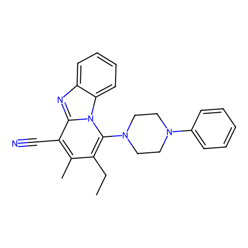 2-ethyl-3-methyl-1-(4-phenylpiperazin-1-yl)pyrido[1,2-a]benzimidazole-4-carbonitrile structure
