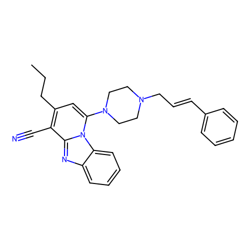 (E)-1-(4-cinnamylpiperazin-1-yl)-3-propylbenzo[4,5]imidazo[1,2-a]pyridine-4-carbonitrile structure