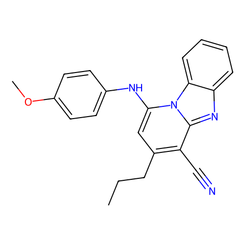 1-[(4-Methoxyphenyl)amino]-3-propylpyrido[1,2-a]benzimidazole-4-carbonitrile structure