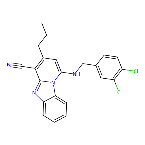 1-[(3,4-Dichlorobenzyl)amino]-3-propylpyrido[1,2-a]benzimidazole-4-carbonitrile structure