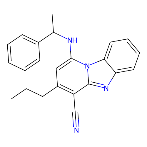 1-[(1-Phenylethyl)amino]-3-propylpyrido[1,2-a]benzimidazole-4-carbonitrile structure