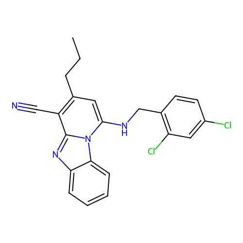 1-[(2,4-Dichlorobenzyl)amino]-3-propylpyrido[1,2-a]benzimidazole-4-carbonitrile structure