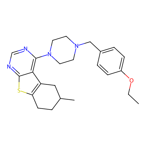 4-[4-(4-ethoxybenzyl)piperazin-1-yl]-6-methyl-5,6,7,8-tetrahydro[1]benzothieno[2,3-d]pyrimidine structure