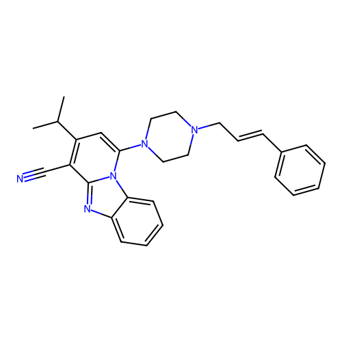 (E)-1-(4-cinnamylpiperazin-1-yl)-3-isopropylbenzo[4,5]imidazo[1,2-a]pyridine-4-carbonitrile structure