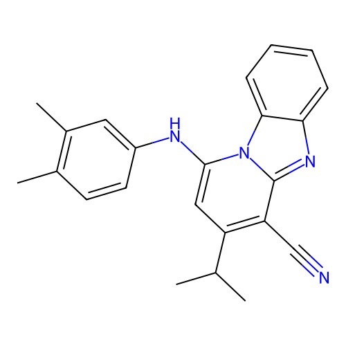 1-((3,4-dimethylphenyl)amino)-3-isopropylbenzo[4,5]imidazo[1,2-a]pyridine-4-carbonitrile structure