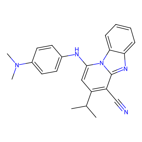 1-{[4-(dimethylamino)phenyl]amino}-3-(propan-2-yl)pyrido[1,2-a]benzimidazole-4-carbonitrile structure