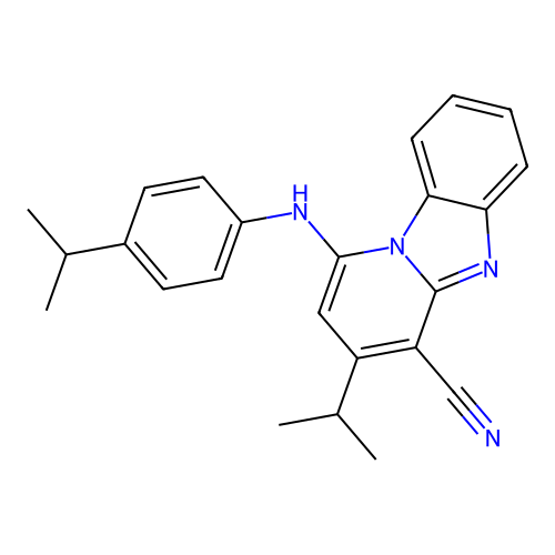 3-(propan-2-yl)-1-{[4-(propan-2-yl)phenyl]amino}pyrido[1,2-a]benzimidazole-4-carbonitrile structure