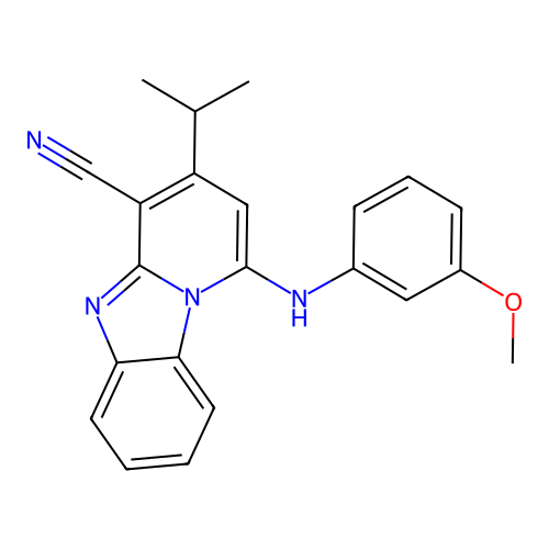 3-isopropyl-1-((3-methoxyphenyl)amino)benzo[4,5]imidazo[1,2-a]pyridine-4-carbonitrile structure