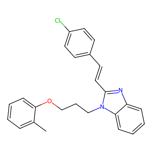 2-[(E)-2-(4-chlorophenyl)ethenyl]-1-[3-(2-methylphenoxy)propyl]-1H-benzimidazole structure