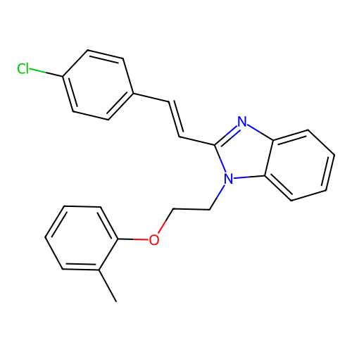 2-[(E)-2-(4-chlorophenyl)ethenyl]-1-[2-(2-methylphenoxy)ethyl]-1H-benzimidazole structure