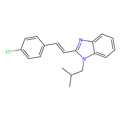 2-[(E)-2-(4-chlorophenyl)ethenyl]-1-(2-methylpropyl)benzimidazole structure