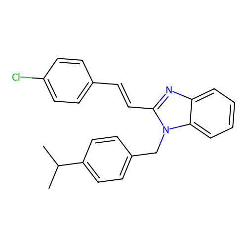 2-[(E)-2-(4-chlorophenyl)ethenyl]-1-[4-(propan-2-yl)benzyl]-1H-benzimidazole structure