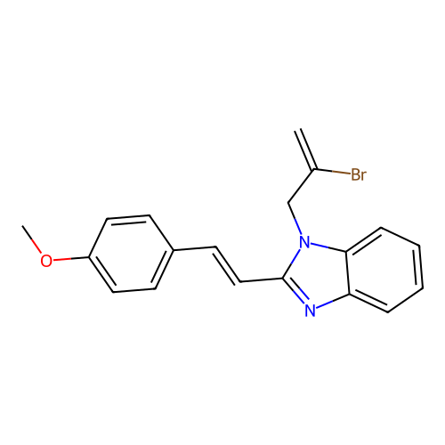 1-(2-bromoprop-2-enyl)-2-[(E)-2-(4-methoxyphenyl)ethenyl]benzimidazole structure