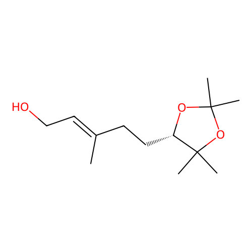 (E)-3-methyl-5-[(4S)-2,2,5,5-tetramethyl-1,3-dioxolan-4-yl]pent-2-en-1-ol structure
