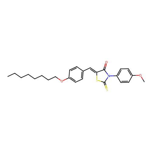 (5Z)-3-(4-methoxyphenyl)-5-[4-(octyloxy)benzylidene]-2-thioxo-1,3-thiazolidin-4-one structure
