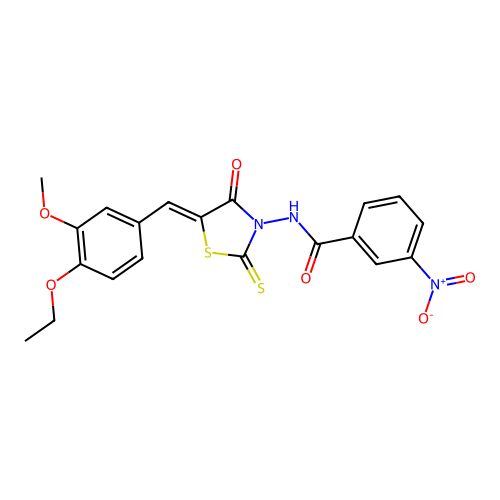 (Z)-N-(5-(4-ethoxy-3-methoxybenzylidene)-4-oxo-2-thioxothiazolidin-3-yl)-3-nitrobenzamide structure