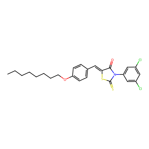 (5Z)-3-(3,5-dichlorophenyl)-5-[4-(octyloxy)benzylidene]-2-thioxo-1,3-thiazolidin-4-one structure