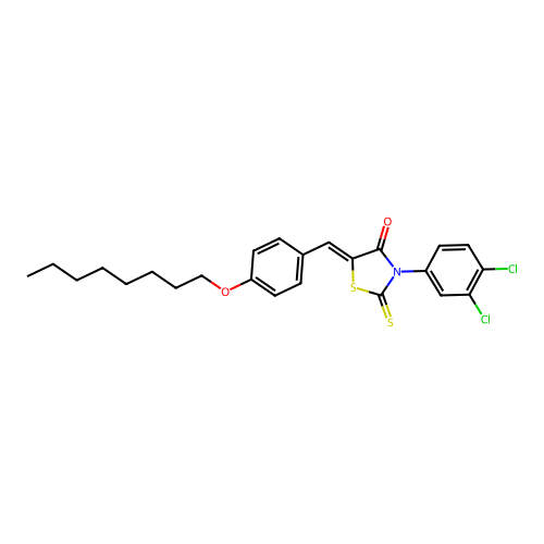(5Z)-3-(3,4-dichlorophenyl)-5-[4-(octyloxy)benzylidene]-2-thioxo-1,3-thiazolidin-4-one structure