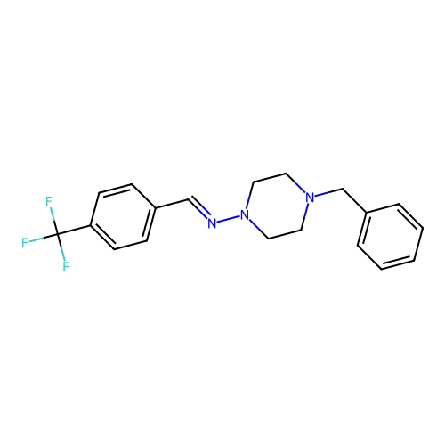 4-benzyl-N-{(E)-[4-(trifluoromethyl)phenyl]methylidene}-1-piperazinamine structure